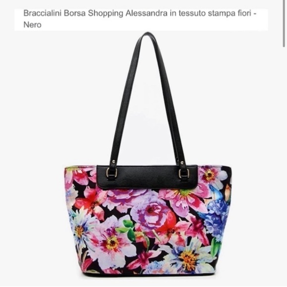 BRACCIALINI NWT & Dust Bag Floral Alessandra Pink Large Tote Bag - Picture 2 of 16
